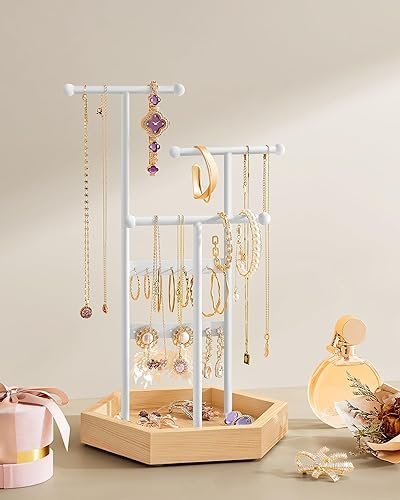 STOJAK DRZEWKO NA BIŻUTERIĘ METALOWY WIESZAK DO PRZECHOWYWANIA BIAŁY