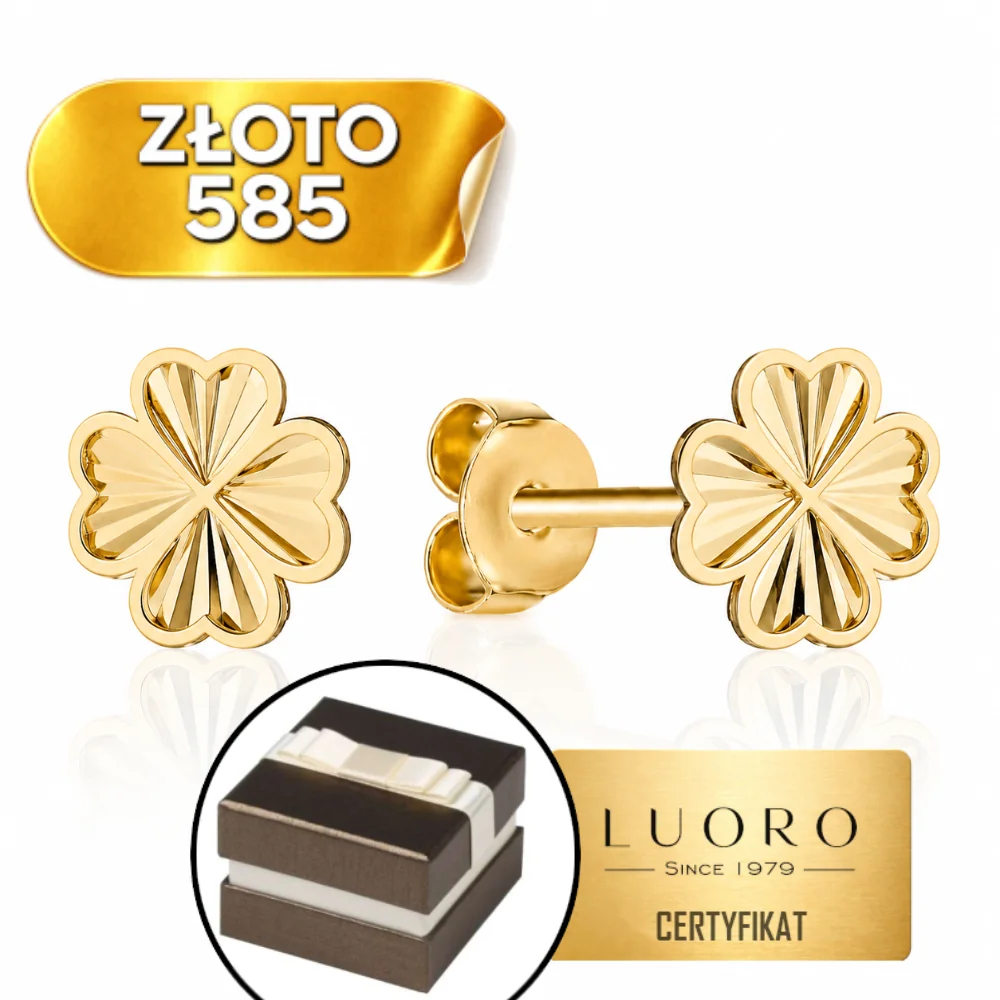 KOLCZYKI ZŁOTE 585 14K KONICZYNKI DIAMENTOWANE SZTYFT 0,66 CM ELEGANCKIE