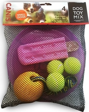 NAGA Hundelegetøj mix, 4 stk frisbee, bold i snor, tennisbold, ispind