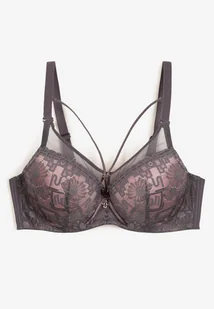 Szaro-Różowy Biustonosz Typu Full Cup z Koronką i Regulowanymi Ramiączkami Nestakate - Biustonosze - miniaturka - grafika 1