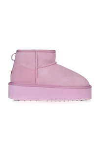 Emu Australia śniegowce zamszowe Stinger Micro Flatform kolor różowy W13082.MAMI - Śniegowce damskie - miniaturka - grafika 1