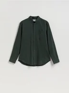 Koszule męskie - Reserved - Bawełniana koszula regular fit - ciemnozielony - miniaturka - grafika 1