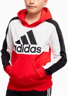 Bluzy dla dziewczynek - adidas bluza dziecięca z kapturem dresowa sportowa hoodie Colorblock r. 152 - miniaturka - grafika 1