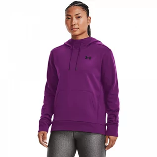 Bluzy sportowe damskie - Damska bluza treningowa nierozpinana z kapturem UNDER ARMOUR Armour Fleece LC Hoodie - fioletowa - grafika 1