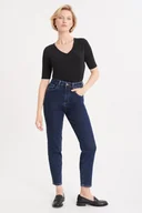 Spodnie damskie - Ciemnogranatowe mom jeans - Greenpoint - miniaturka - grafika 1