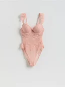 Body - Reserved - Koronkowe body - brudny róż - miniaturka - grafika 1