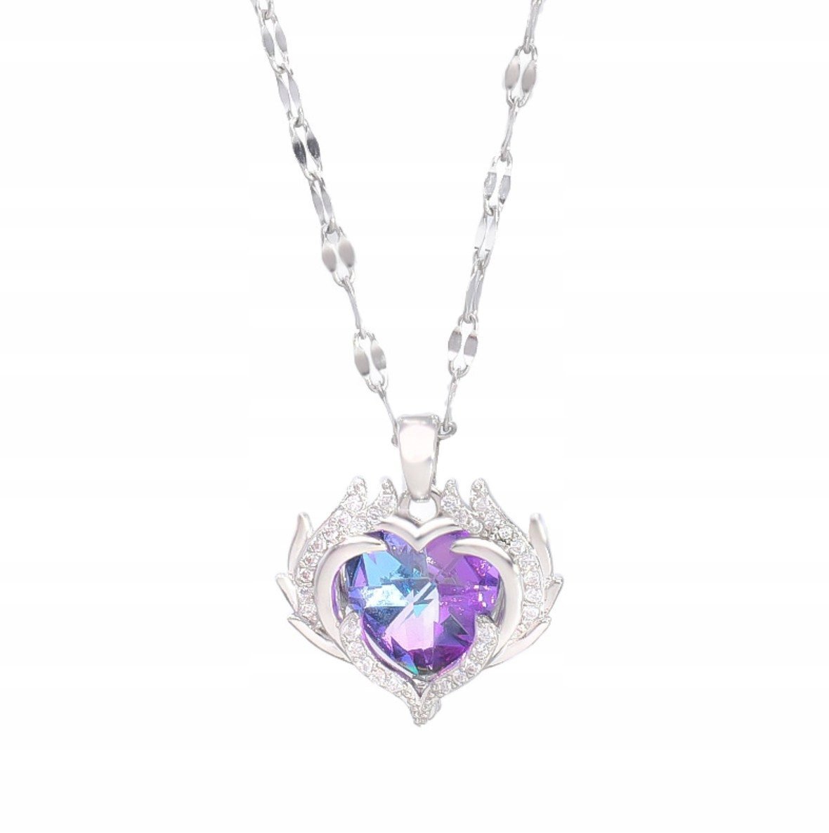 Srebrny Naszyjnik Serce Aurora Crystal Mystic Heart Cyrkonie Stl Szlachetna
