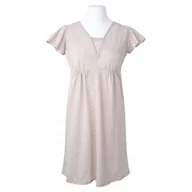 Piżamy ciążowe - EEVI Koszula ciążowa L krótki rękaw Eevi Emily Jasny Beż w groszki - miniaturka - grafika 1