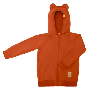 Bluza z uszami misia - pomarańczowa - Bluzy i sweterki niemowlęce - miniaturka - grafika 1