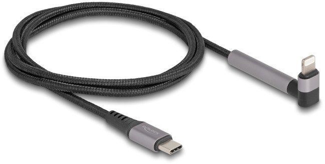 Delock Daten- und Ladekabel USB Type-C zu Lightning fur iPhone, iPad, iPod gewinkelt mit Standerfunktion schwarz 1,5 m MFi