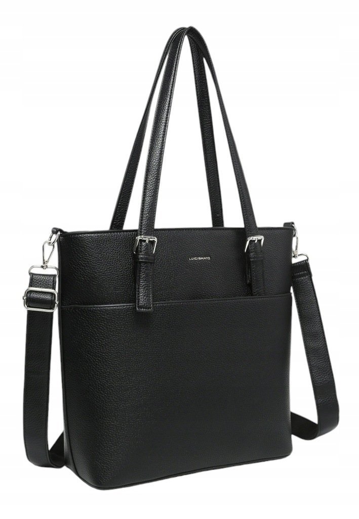 Pojemna Shopperka Torebka Damska Czarna LUIGISANTO HS66778 Black