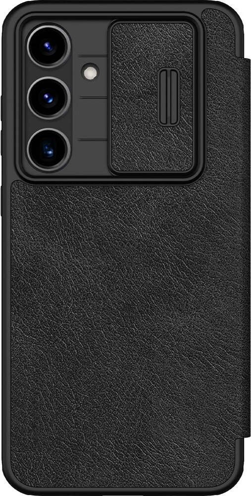 Etui na telefon komórkowy z klapką i ochroną aparatu do Galaxy S24 FE, Nillkin Qin Pro, czarne