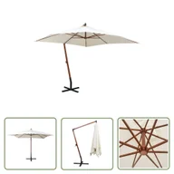 Parasole ogrodowe - The Living Store Parasol ogrodowy wiszący - 300 x 300 cm - drewniany - biały - Wiszący Parasol - miniaturka - grafika 1