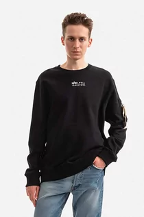 Bluzy męskie - Alpha Industries bluza bawełniana męska kolor czarny z nadrukiem 118316.649-CZARNY - grafika 1
