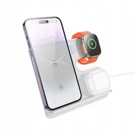 Akcesoria do smartwatchy - HOCO ładowarka indukcyjna 3w1 kompatybilna z MagSafe i APPLE Watch 15W CQ19 srebrna - miniaturka - grafika 1