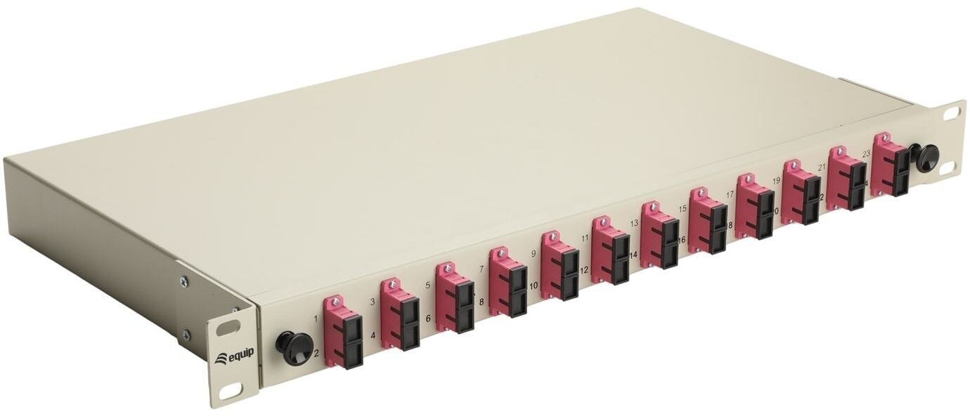 Equip Panel światłowodowy 12-Port SC-Duplex OM4 1U kompletny szary 337305