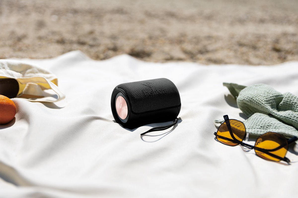 Mały głośnik przenośny Bluetooth, Fashion FTV-0115 Matte Black-Rose Gold