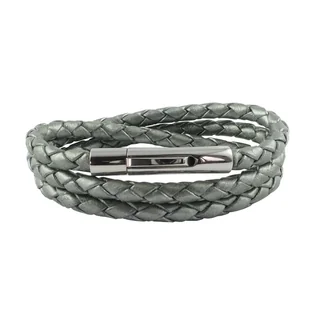 König Design skórzany naszyjnik skórzany pasek skórzana bransoletka 7 mm męski naszyjnik 17 cm - 100 cm pleciony, długość: 90 centymetrów, kolor: szary metalik - Naszyjniki męskie - miniaturka - grafika 1