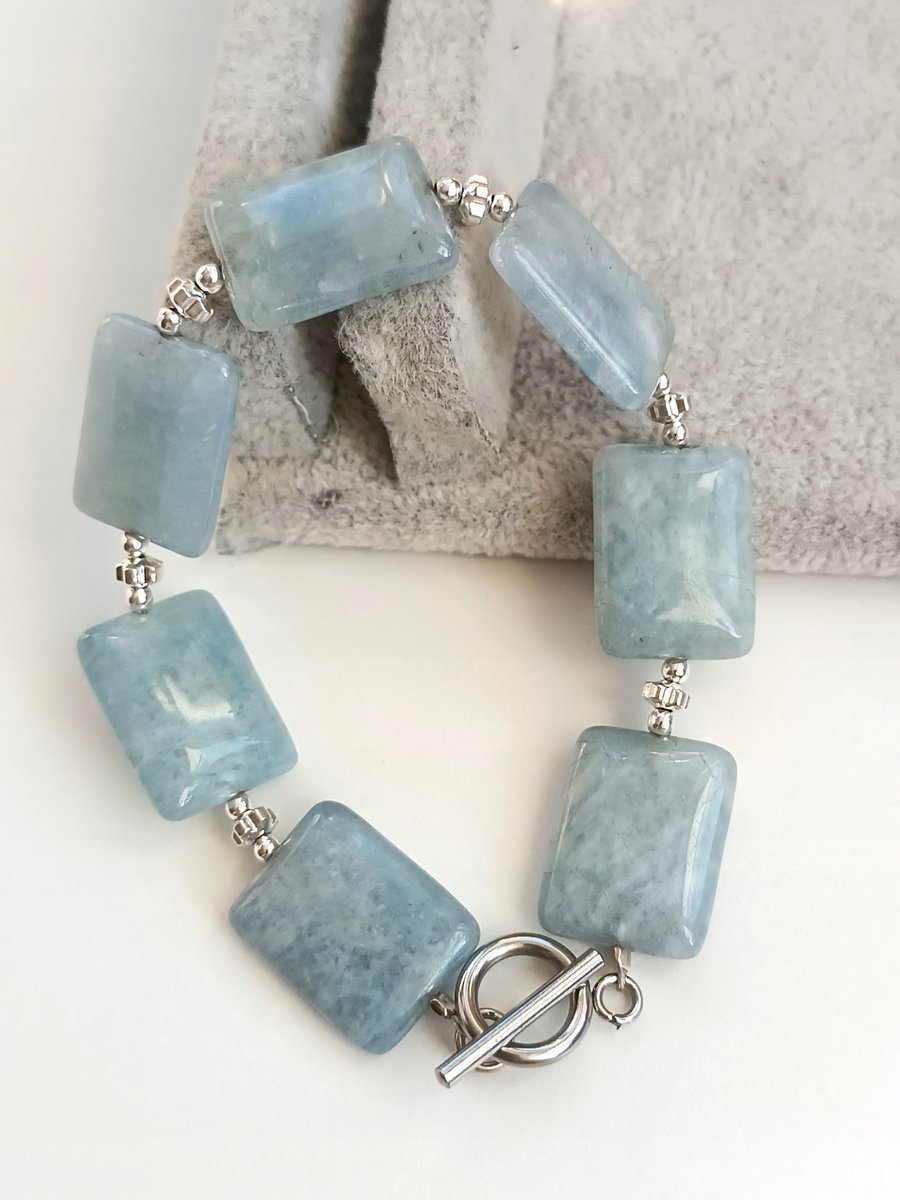 Ekskluzywna bransoletka niebieski kryształ górski kamień 20cm skobel