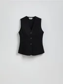 Marynarki i żakiety damskie - Reserved - Kamizelka z tkaniną ramia - czarny - miniaturka - grafika 1