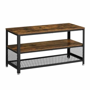 Szafka RTV rustykalna, 100x40x52 cm, ciemny brąz, czarny, mat - Szafki RTV - miniaturka - grafika 1