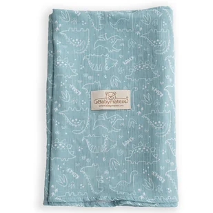 BabyMatex, otulacz muślinowy Muslin Design, 80 cm x 120 cm, zielony w dinozaury - Otulacze - miniaturka - grafika 1