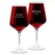 Kieliszki - Kieliszki szklane x2 do wina rubin rozmiar XL z grawerunkiem dla pary - miniaturka - grafika 1