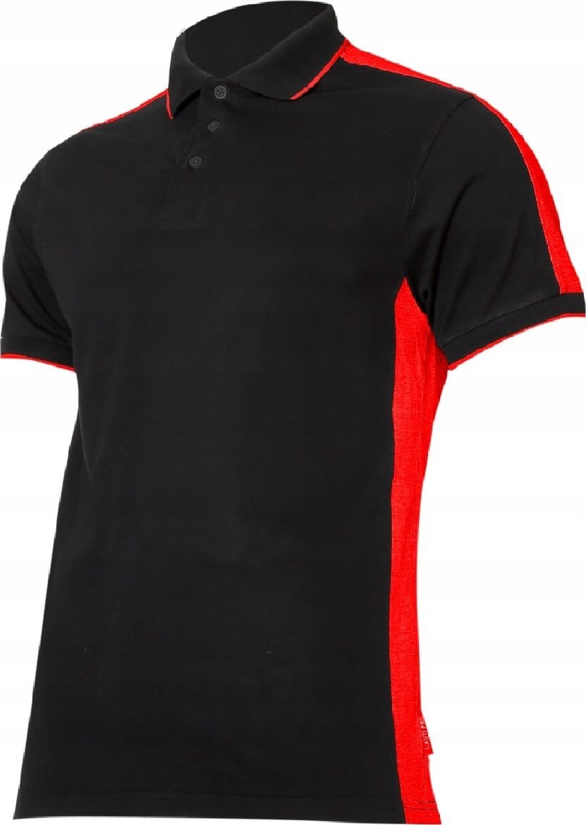 LAHTI PRO Koszulka męska Polo 190g/m2 Czarno-czerwona r. S