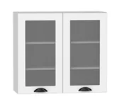 Szafki kuchenne - Górna szafka kuchenna z przeszklonymi frontami biała L7-N04 - miniaturka - grafika 1