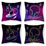 Pościel dla dzieci - Świecąca Poszewka Na Poduszkę 40X40 Music Słuchawki Fluo Pf009 - miniaturka - grafika 1