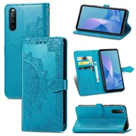 Etui i futerały do telefonów - Etui König Design kompatybilne z Sony Xperia 10 III z syntetycznej skóry - Niebieskie etui na telefon komórkowy - miniaturka - grafika 1