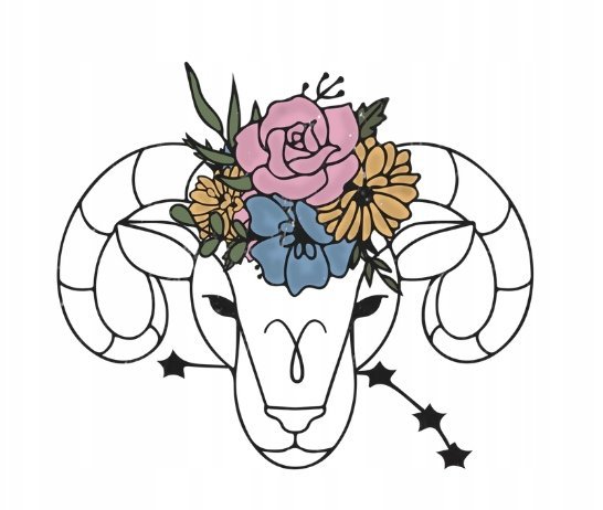Naklejka Uv Wypukła Ozdobna DTF UV Aplikacja Baran Znak Zodiaku