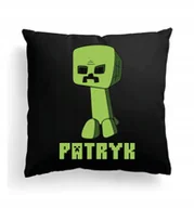 Poduszki dekoracyjne - CZARNA Poduszka Z IMIENIEM Na Wielkanoc Minecraft Zielony Potwór Creeper - miniaturka - grafika 1