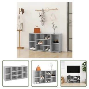 The Living Store Ławka na buty betonowa szara 103x30x54,5 cm Materiał drewnopochodny - Szafki na buty - miniaturka - grafika 1