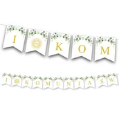 Balony i akcesoria - Girlanda komunijna I Komunia Św. - biała lilia BANER - miniaturka - grafika 1