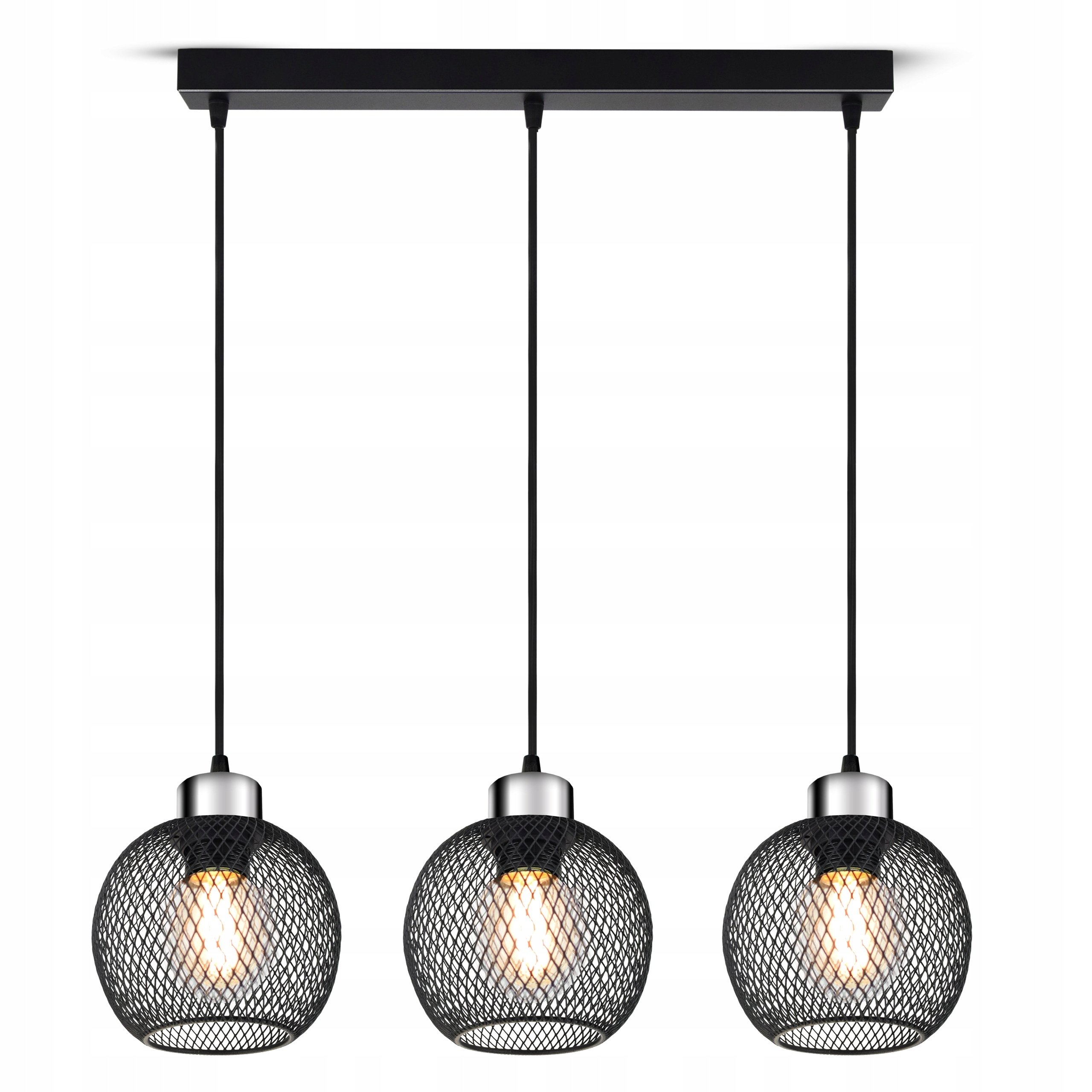 Lampa Sufitowa Żyrandol Wisząca Vintage LOFT Reflektor 444-BZ3 E27 Z Siatki