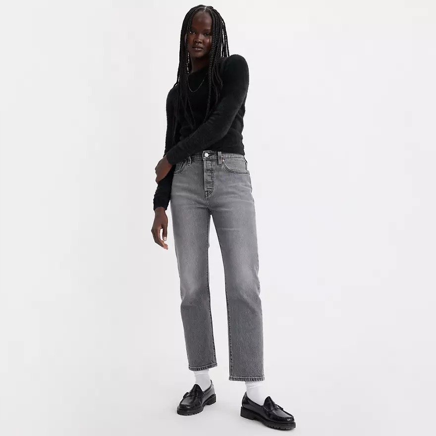 LEVI'S JEANSY DAMSKIE SZARE PROSTE WYSOKI STAN BAWEŁNA 31/30 7CA