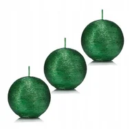 Świece - Świeca kula KOKON 6 cm kolor ZIELONY zestaw 3 sztuk - miniaturka - grafika 1