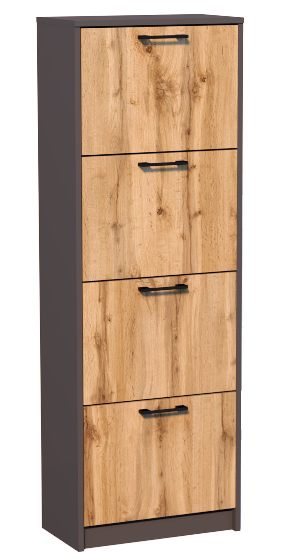 Szafka na buty uchylna wysoka IBOJA – grafit/dąb wotan