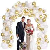 Wesele i ślub - BALONY GIRLANDA BIAŁE ZŁOTE WESELE KOMUNIA IMPREZA - miniaturka - grafika 1