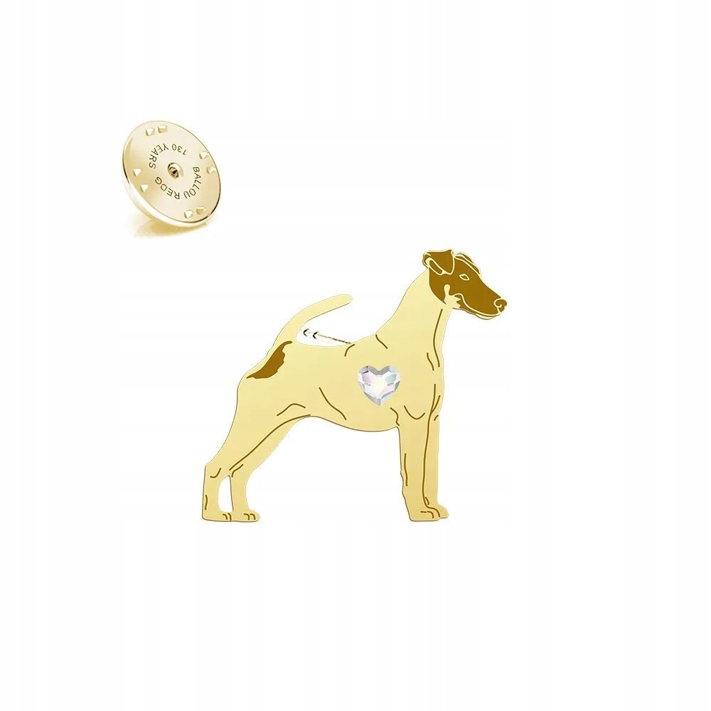 Wpinka Złota z Foksterier Krótkowłosy 925 Prezent Kobieta DEDYKACJA GRATIS