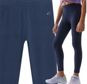 Legginsy - Legginsy bawełniane elastyczne dziewczęce 4F Junior - miniaturka - grafika 1