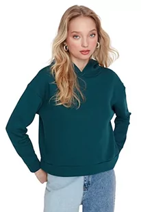 Trendyol Damska bluza z kapturem, zwykła, turkusowa, L, Niebieskozielony - Bluzy damskie - miniaturka - grafika 1