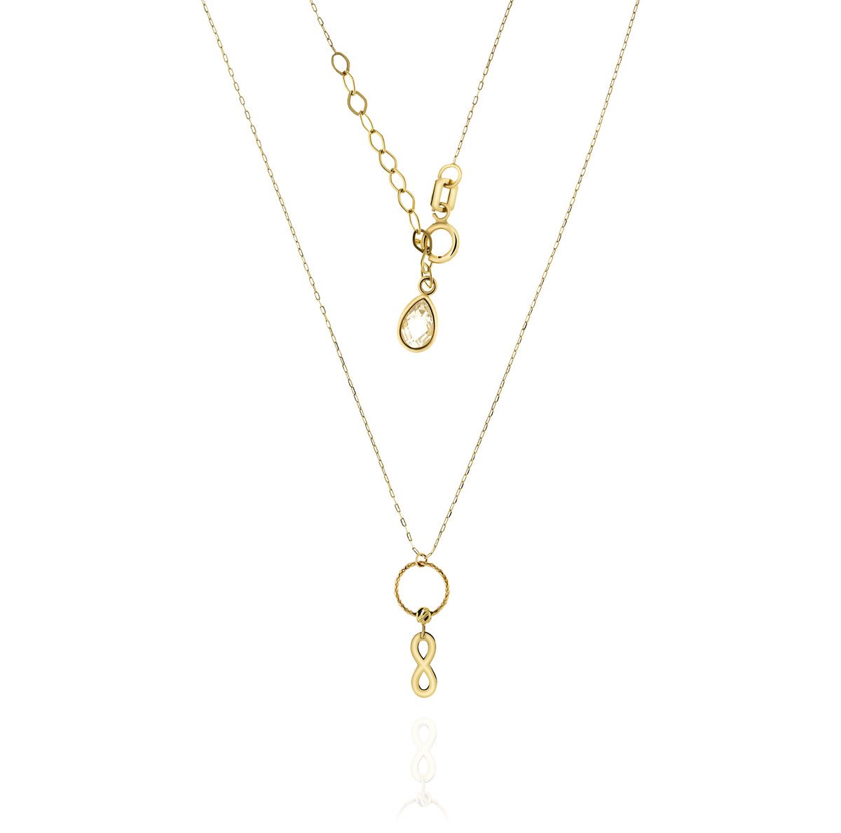 Złota celebrytka z diamentowanym kółkiem i znakiem nieskończoności pr. 585