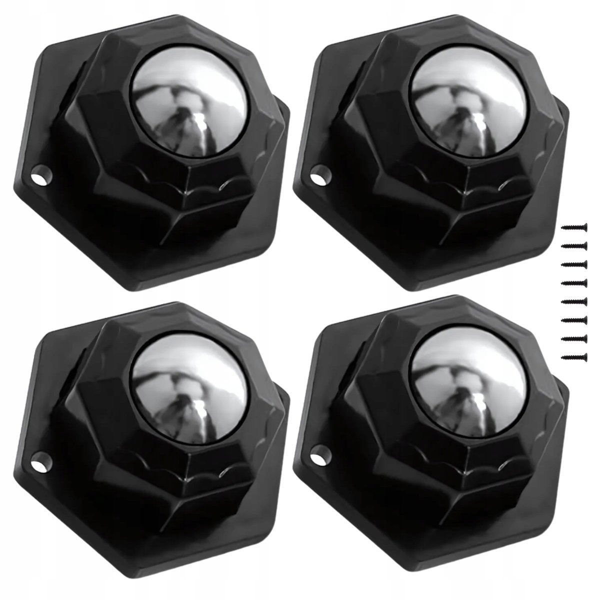 ROLKA KULA MEBLOWA 360 STOPNI CICHE KÓŁKA DO MEBLI ROLKI 20mm 4 szt CZARNE