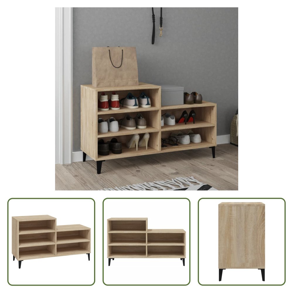Stojak na buty The Living Store dąb sonoma 102x36x60 cm materiał drewnopochodny