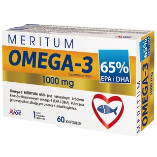 Avec Pharma Omega-3 Meritum 65%, 60 kapsułek - Serce i układ krążenia Avec Pharma Omega-3 Meritum 65%, 60 kapsułek - Serce i układ krążenia - miniaturka - grafika 1