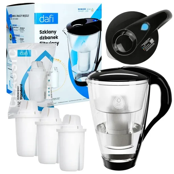 Dzbanek filtrujący szklany Dafi Crystal LED 2l + 4x Filtr Dafi Classic