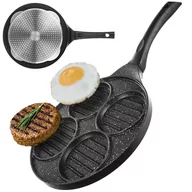 Patelnie - Orion Patelnia grillowa do smażenia burgerów jajek placków granitowa 4 otwory grande 26,5 cm O-113201 + O-113201 - miniaturka - grafika 1