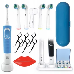 Oral-B Vitality 100 Niebieska + 4 Zam. Prec. + Etui Niebieskie + Osłonka + Podstawka Z Klapką - Szczoteczki do zębów - miniaturka - grafika 1